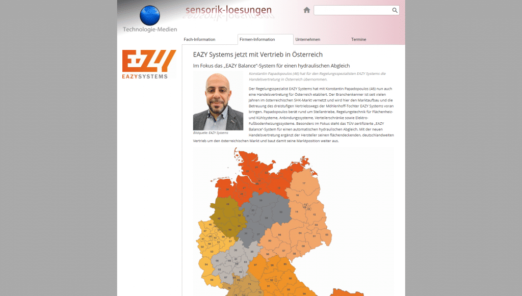 sensorik-loesungen.de EAZY Systems jetzt mit Vertrieb in Österreich 24.05.2022