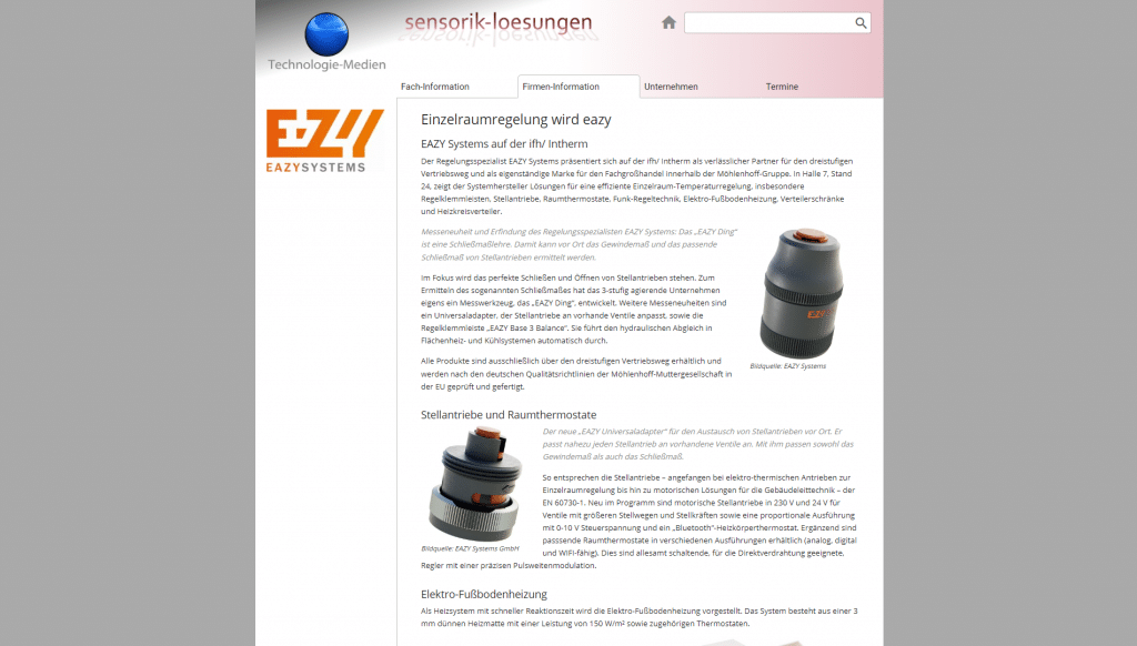 sensorik-loesungen.de Einzelraumregelung wird EAZY 02.03.2022