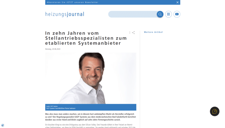 heizungsjournal.de In zehn Jahren vom Stellantriebsspezialisten zum etablierten Systemanbieter 20.06.2023