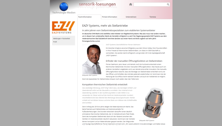 sensorik-loesungen.de EAZY Systems mehr als Stellantriebe 16.06.2023