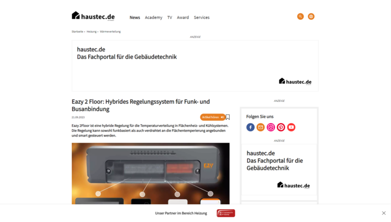 haustec.de EAZY 2 FLOOR Hybrides Regelungssystem für Funk- und Busanbindung 21.09.2023